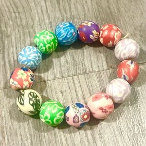 Vintage colorful Beaded Large Floral Bracelet